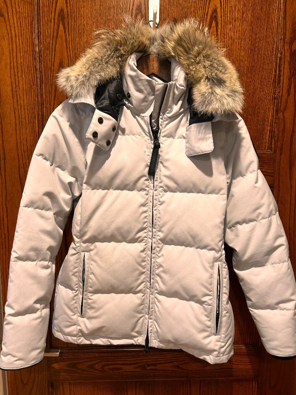 Canada Goose Chelsea Parka Silver Birch Black Disc Fur Hood Size M